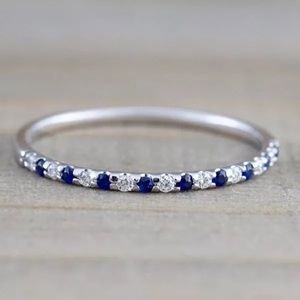 Sterling silver minimalist sapphire ring size 9